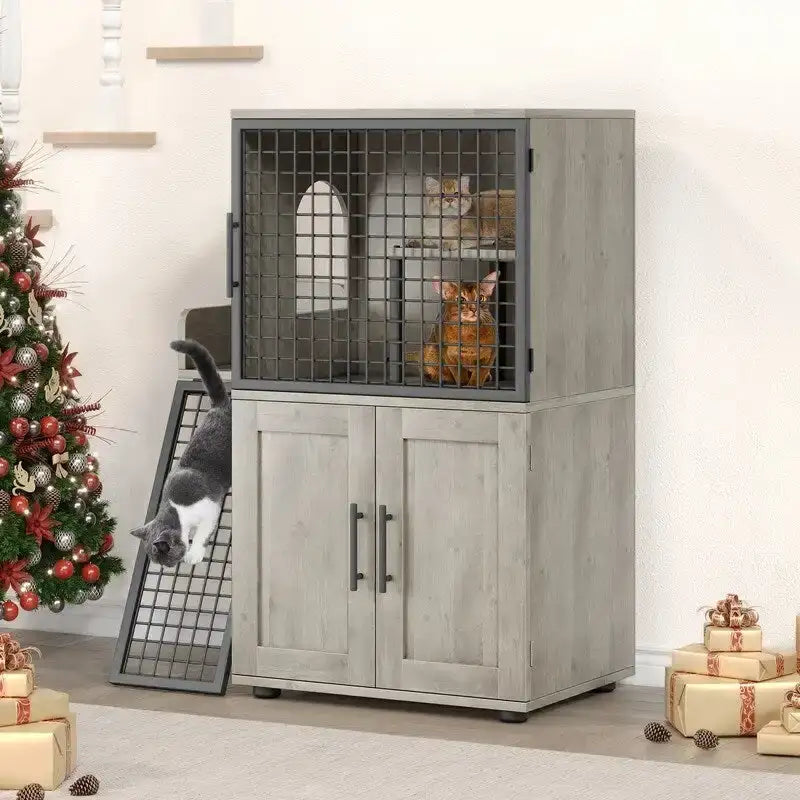 Cat Litter Box Enclosure with Shelf Storage