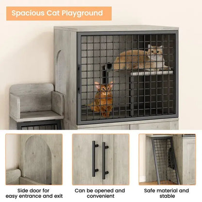 Cat Litter Box Enclosure with Shelf Storage
