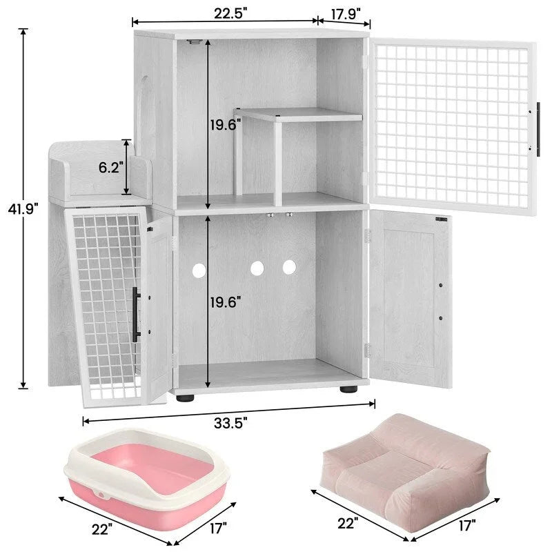 Cat Litter Box Enclosure with Shelf Storage