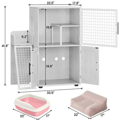 Cat Litter Box Enclosure with Shelf Storage