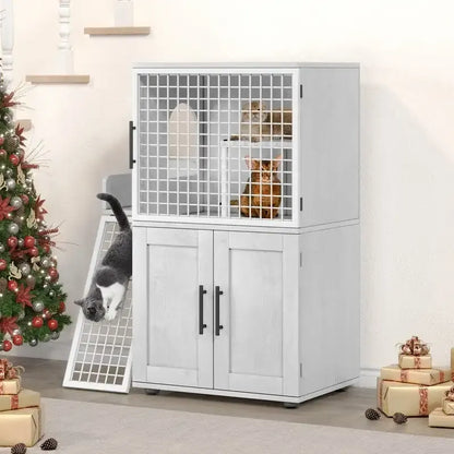 Cat Litter Box Enclosure with Shelf Storage
