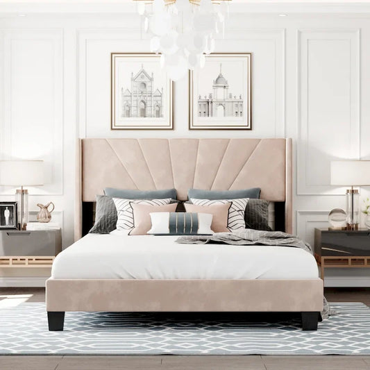 Velvet Upholstered Platform Bed