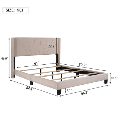 Velvet Upholstered Platform Bed