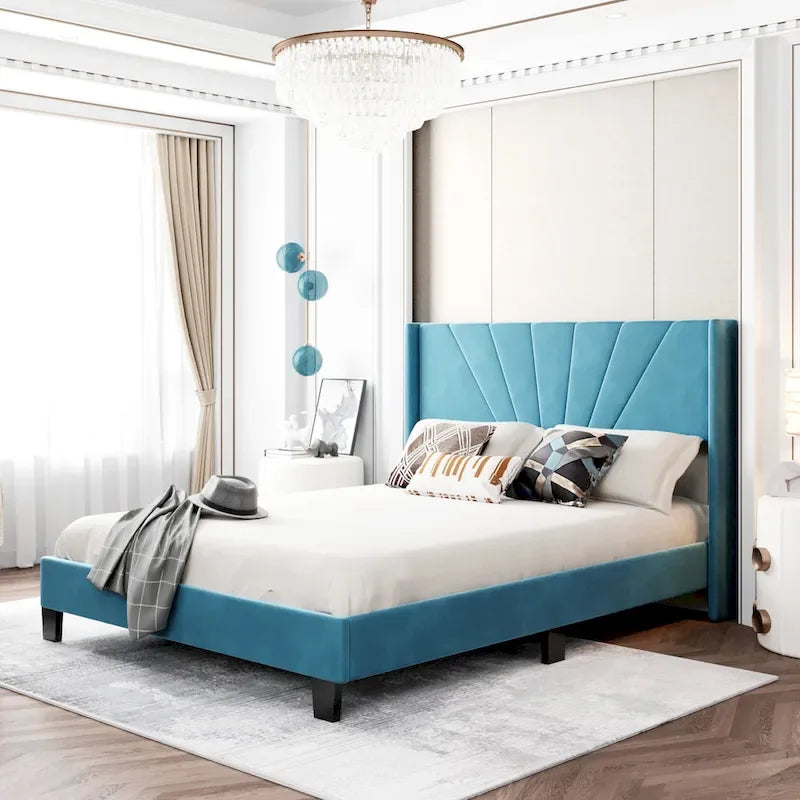Velvet Upholstered Platform Bed