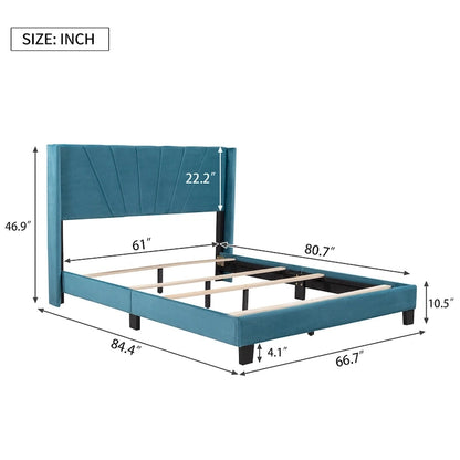 Velvet Upholstered Platform Bed