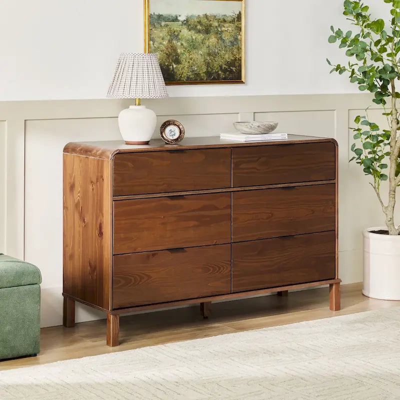 Middlebrook Curved Top Solid Wood 6-Drawer Dresser