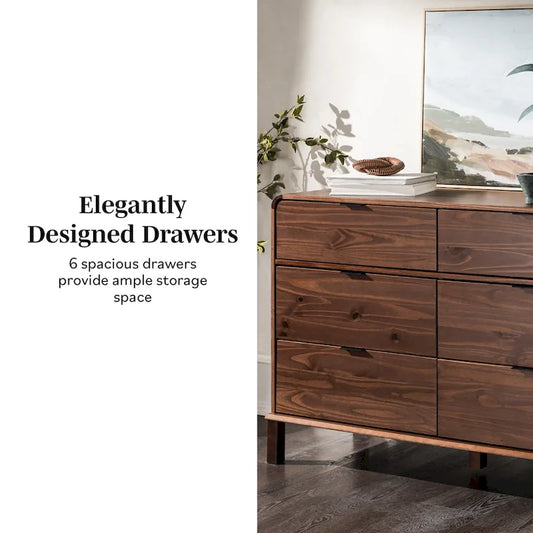 Middlebrook Curved Top Solid Wood 6-Drawer Dresser