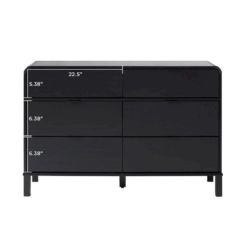 Middlebrook Curved Top Solid Wood 6-Drawer Dresser
