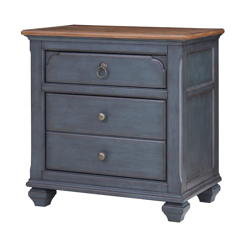 Bridgevine Home Americana Nightstand, No Assembly Required, Corduroy Blue Finish
