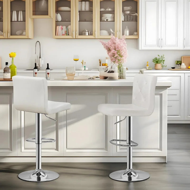 Javlergo Set of 4 Bar Stools Adjustable Swivel Counter Height Barstools with Back