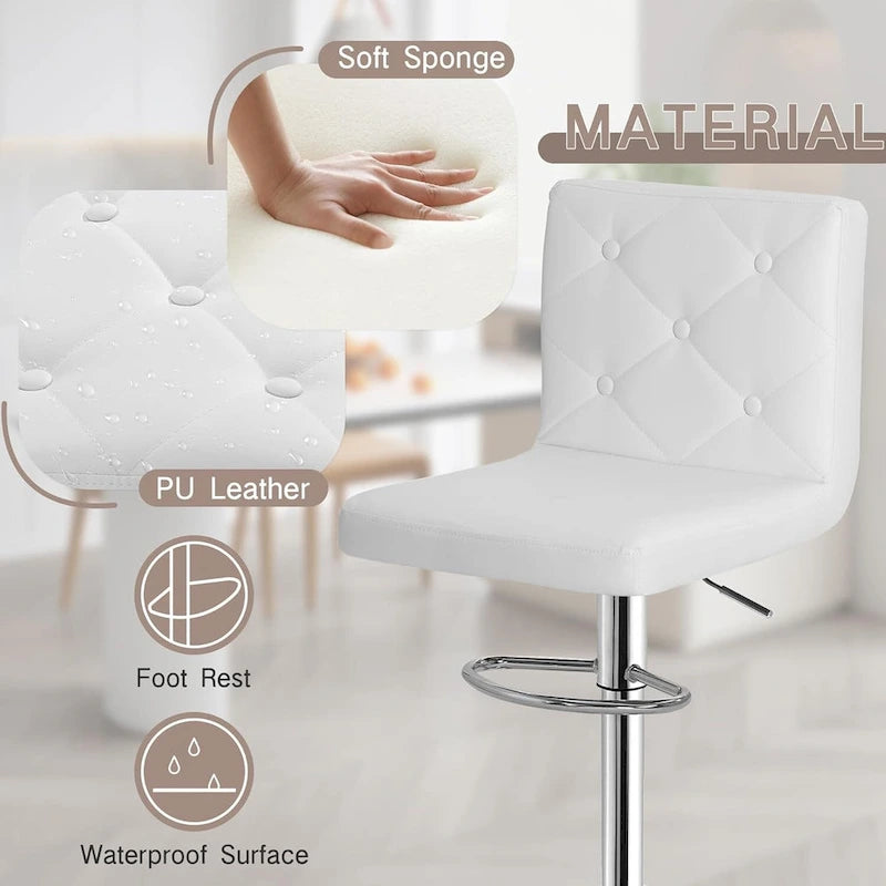 Javlergo Set of 4 Bar Stools Adjustable Swivel Counter Height Barstools with Back