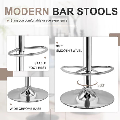 Javlergo Set of 4 Bar Stools Adjustable Swivel Counter Height Barstools with Back