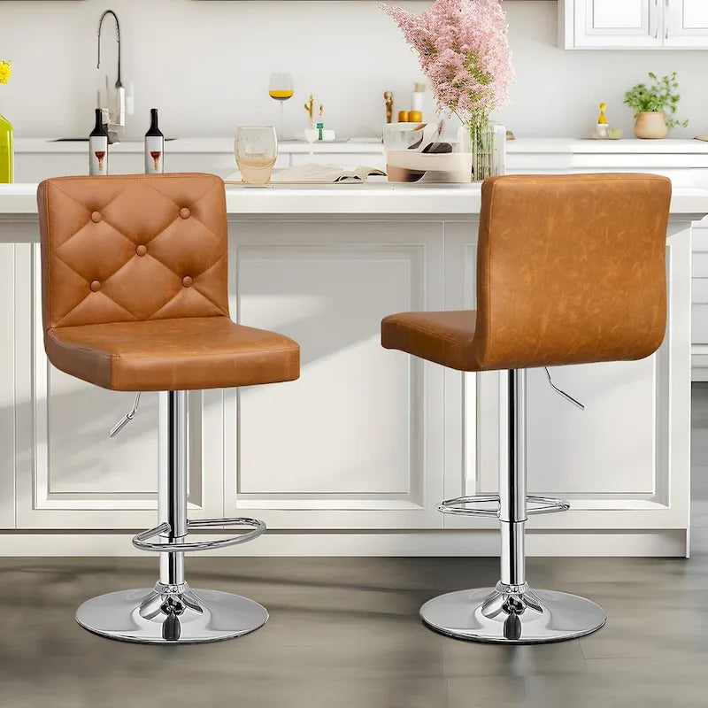 Javlergo Set of 4 Bar Stools Adjustable Swivel Counter Height Barstools with Back