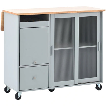 Merax Large Kitchen Island Cart with an Adjustable Shelf and 2 Drawers