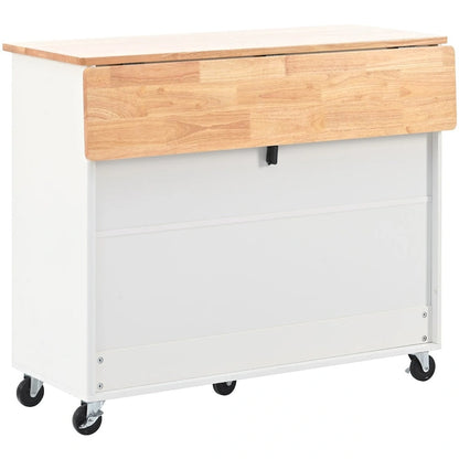 Merax Large Kitchen Island Cart with an Adjustable Shelf and 2 Drawers