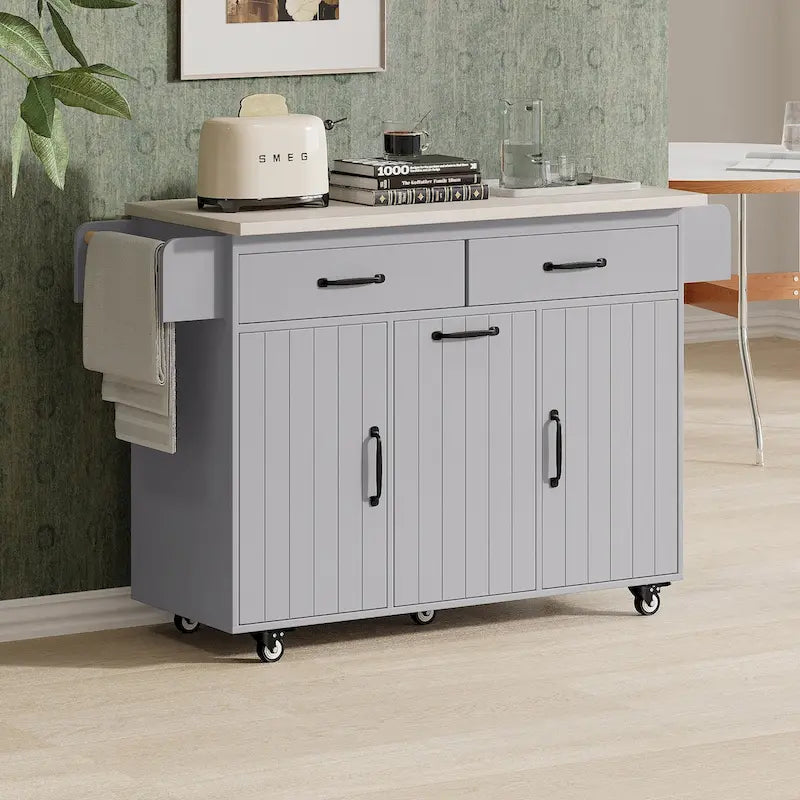 Kitchen Island with Trash Can Storage Cabinet