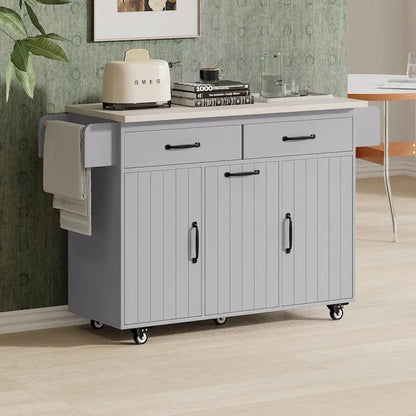 Kitchen Island with Trash Can Storage Cabinet
