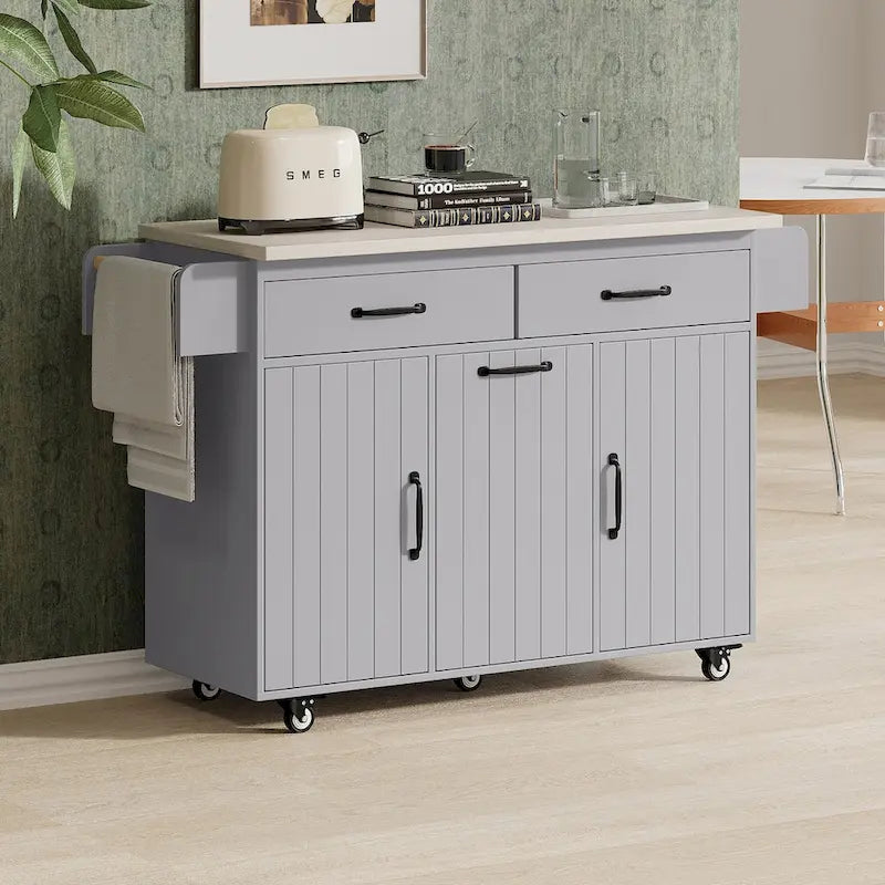 Kitchen Island with Trash Can Storage Cabinet