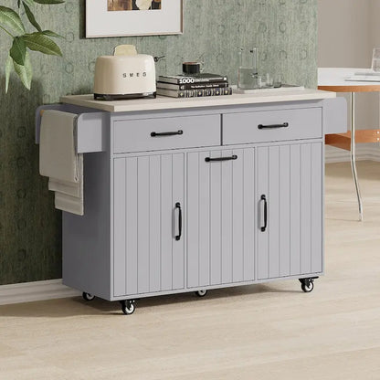 Kitchen Island with Trash Can Storage Cabinet