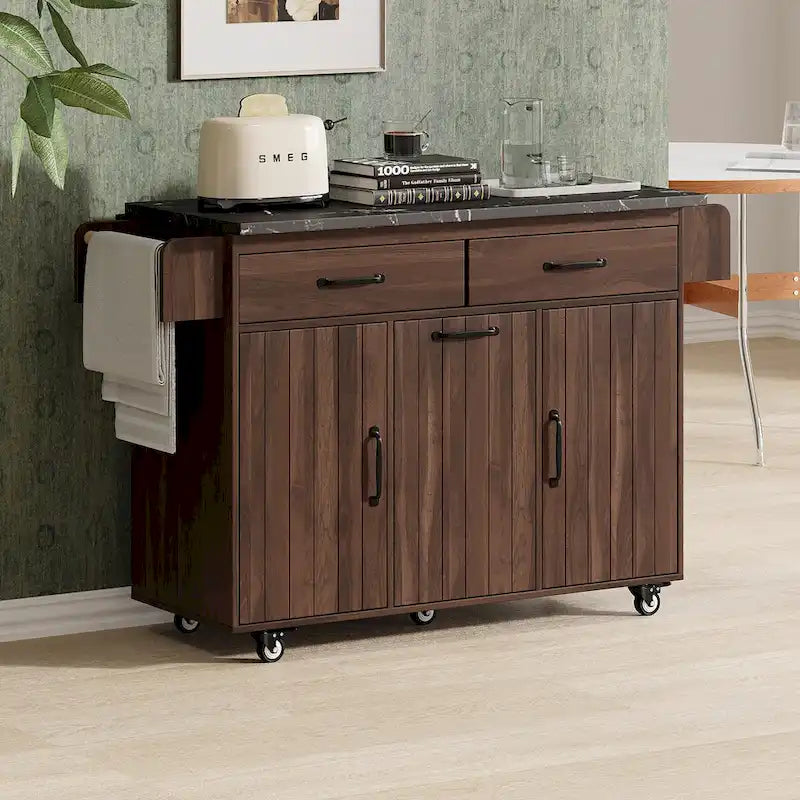 Kitchen Island with Trash Can Storage Cabinet