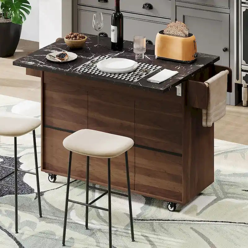 Kitchen Island with Trash Can Storage Cabinet