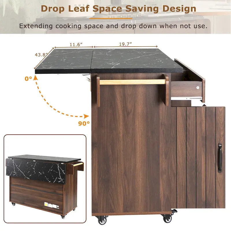 Kitchen Island with Trash Can Storage Cabinet