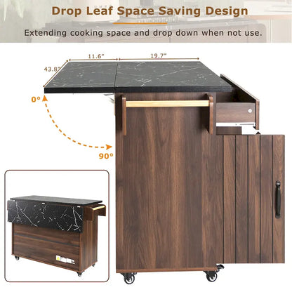 Kitchen Island with Trash Can Storage Cabinet
