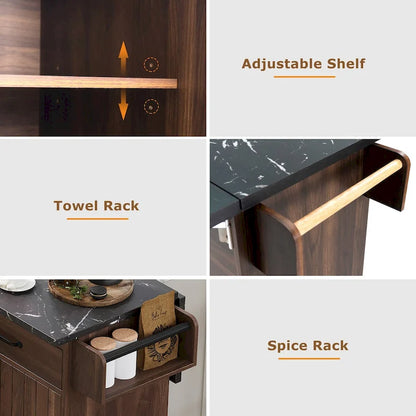 Kitchen Island with Trash Can Storage Cabinet