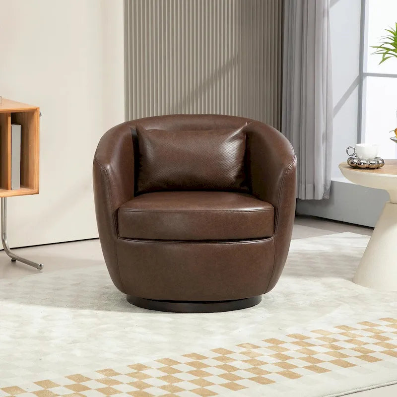 Modern Swivel Barrel Armchair with Storage