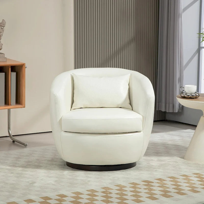 Modern Swivel Barrel Armchair with Storage