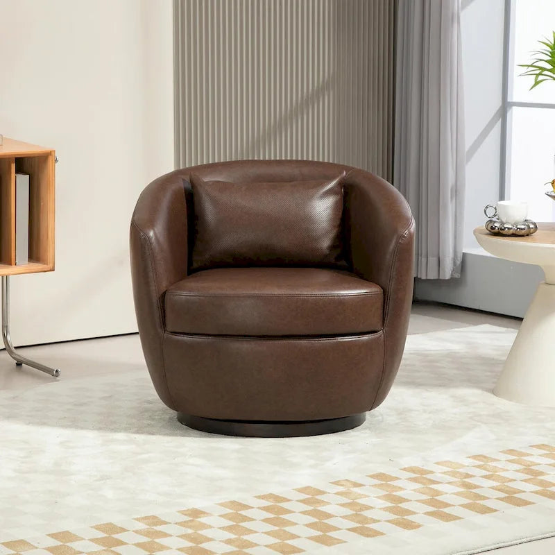Modern Swivel Barrel Armchair with Storage