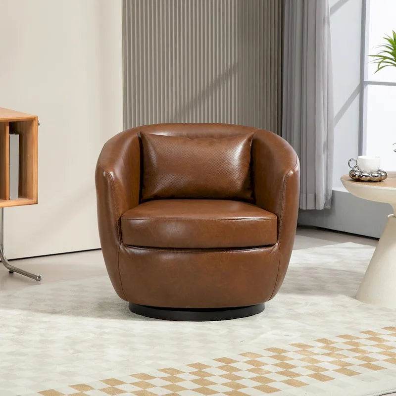 Modern Swivel Barrel Armchair with Storage