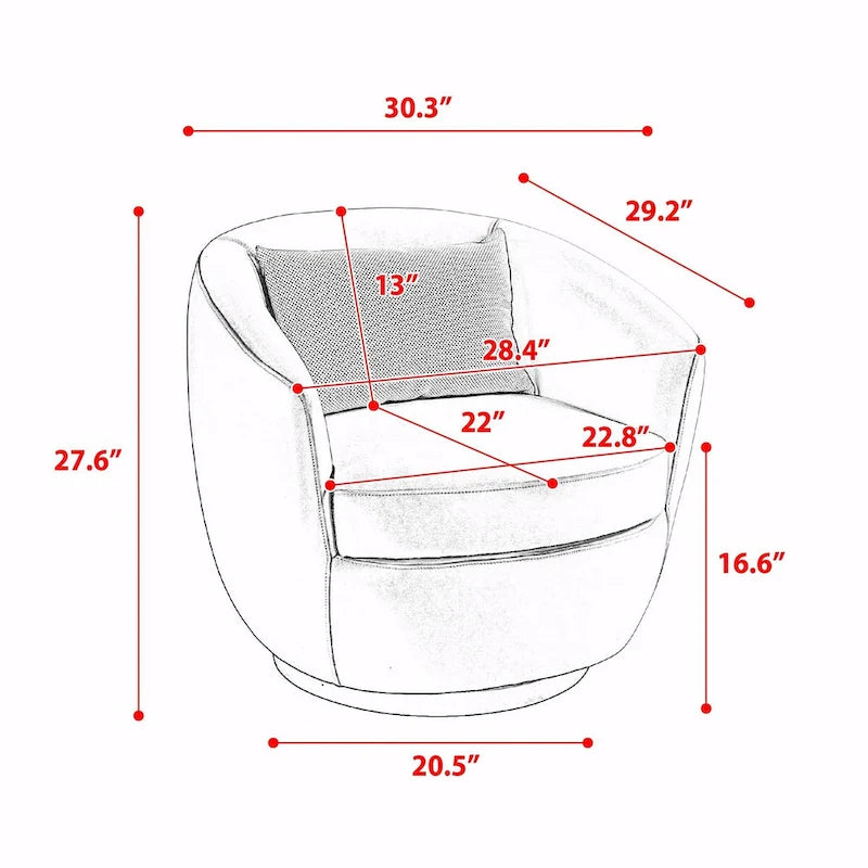 Modern Swivel Barrel Armchair with Storage