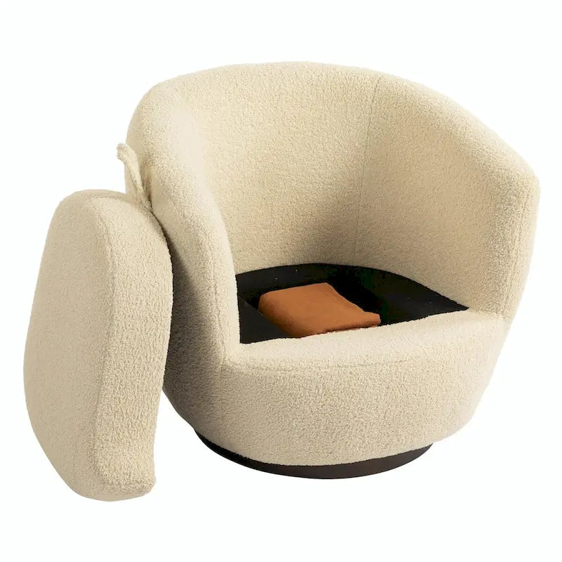 Modern Swivel Barrel Armchair with Storage