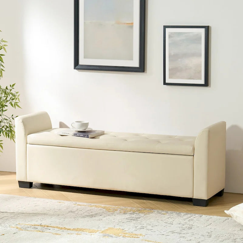 Laura Traditional 57.75Wide Tufted Storage Bench by HULALA HOME