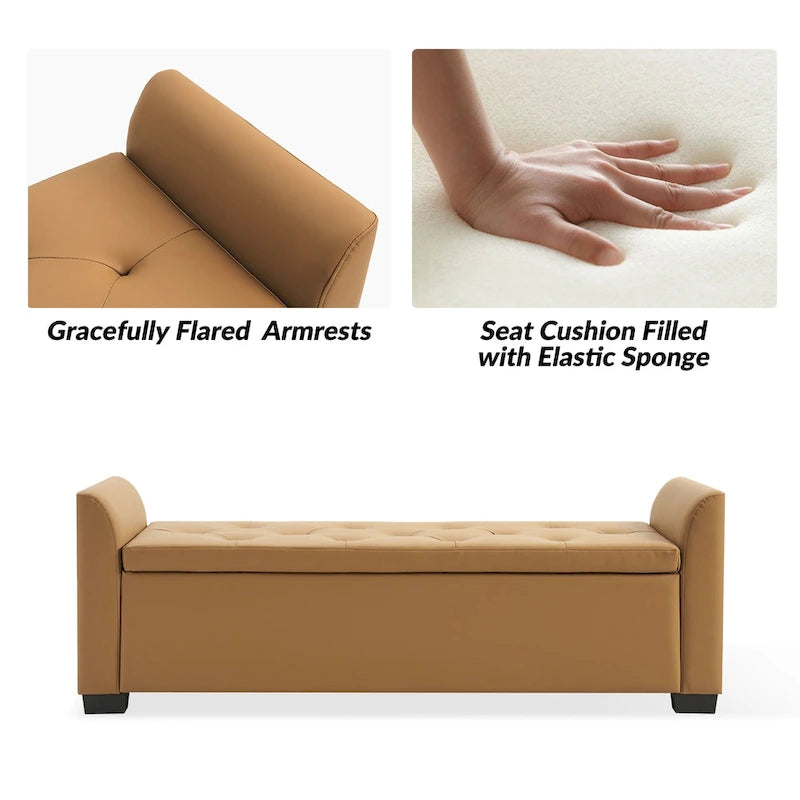 Laura Traditional 57.75Wide Tufted Storage Bench by HULALA HOME