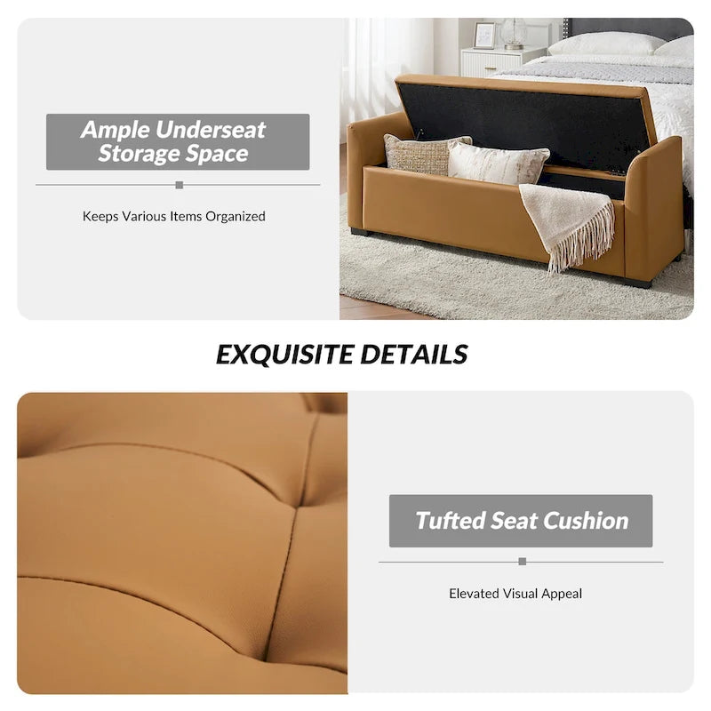 Laura Traditional 57.75Wide Tufted Storage Bench by HULALA HOME