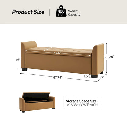 Laura Traditional 57.75Wide Tufted Storage Bench by HULALA HOME