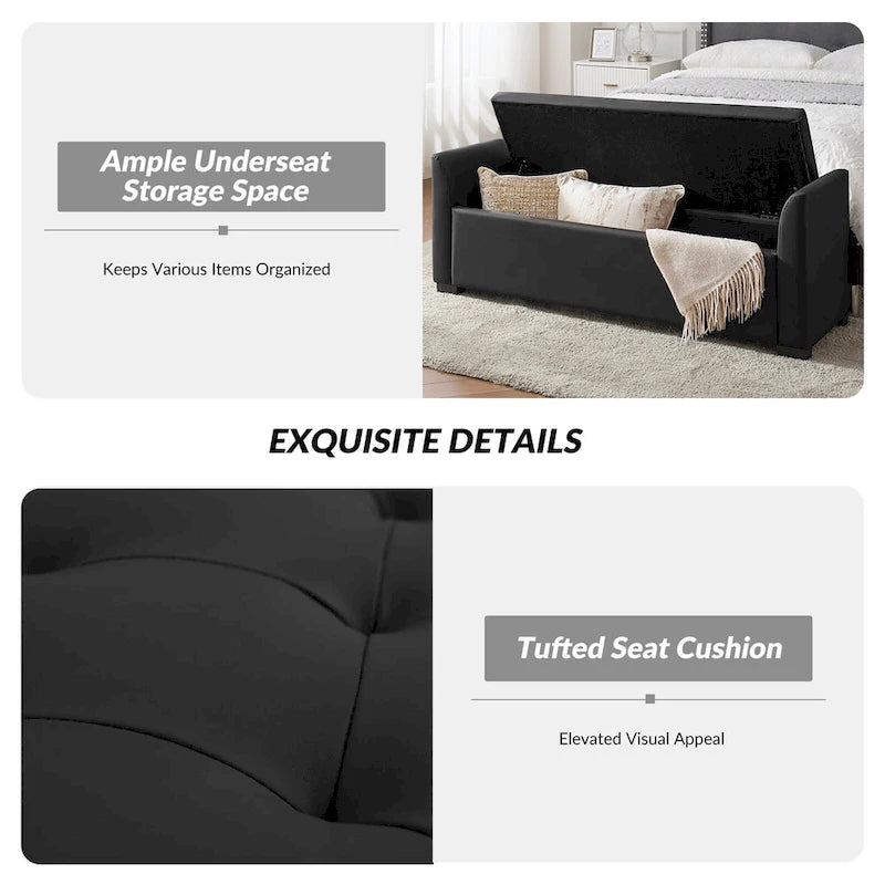 Laura Traditional 57.75Wide Tufted Storage Bench by HULALA HOME