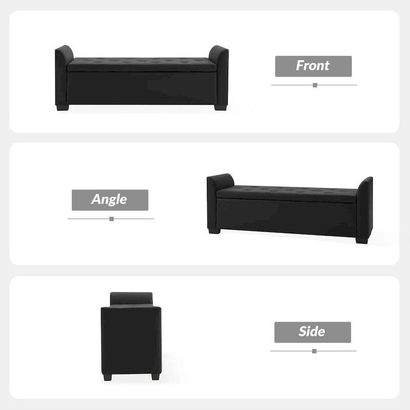 Laura Traditional 57.75Wide Tufted Storage Bench by HULALA HOME