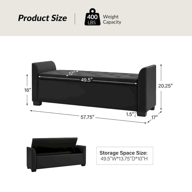 Laura Traditional 57.75Wide Tufted Storage Bench by HULALA HOME