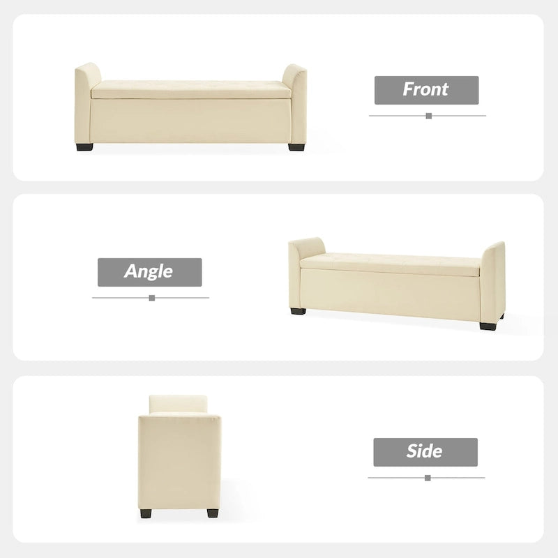 Laura Traditional 57.75Wide Tufted Storage Bench by HULALA HOME