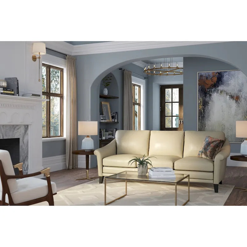 Sienna 100% Genuine Leather Midcentury Modern Loveseat