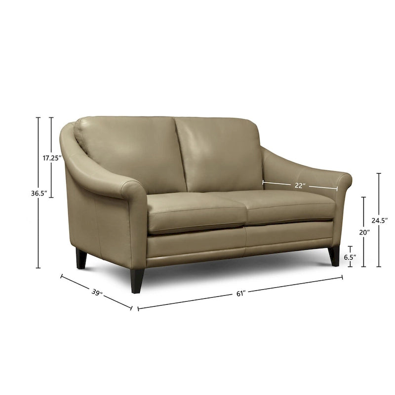 Sienna 100% Genuine Leather Midcentury Modern Loveseat