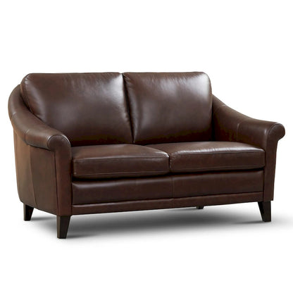 Sienna 100% Genuine Leather Midcentury Modern Loveseat