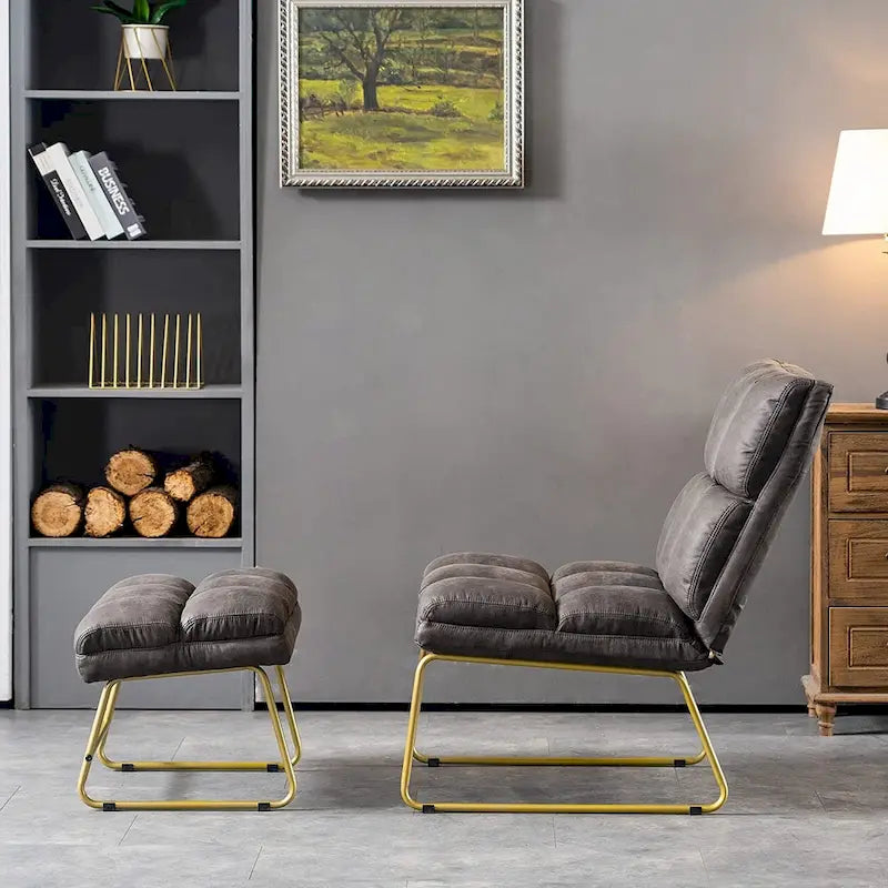 Mcombo Accent Chair with Ottoman, Lounge Sofa Couch,4013