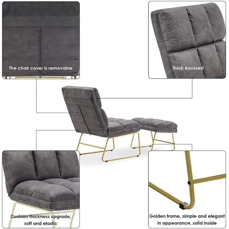 Mcombo Accent Chair with Ottoman, Lounge Sofa Couch,4013