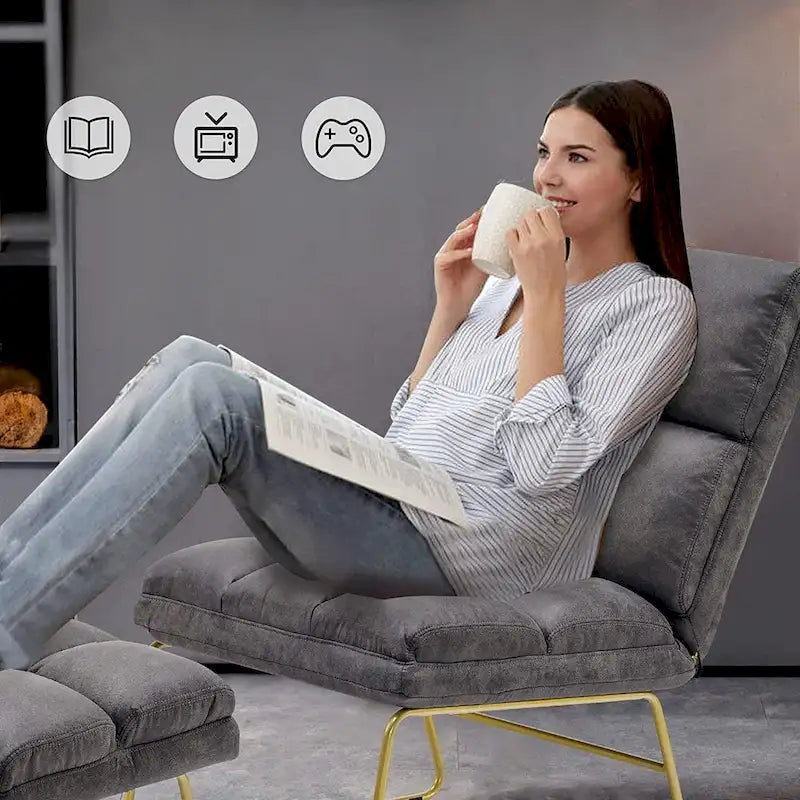 Mcombo Accent Chair with Ottoman, Lounge Sofa Couch,4013