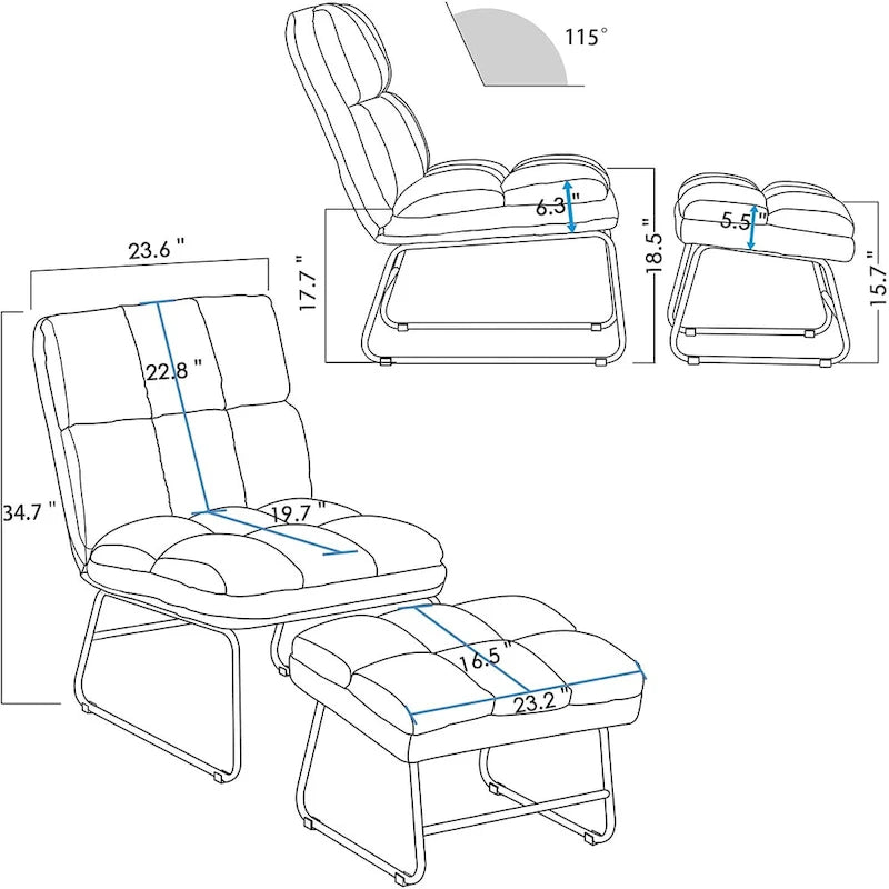 Mcombo Accent Chair with Ottoman, Lounge Sofa Couch,4013