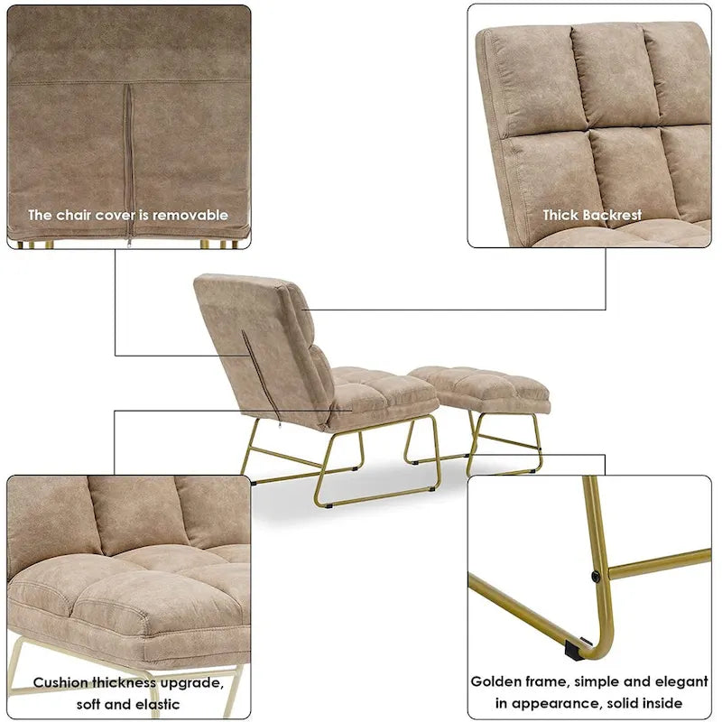 Mcombo Accent Chair with Ottoman, Lounge Sofa Couch,4013
